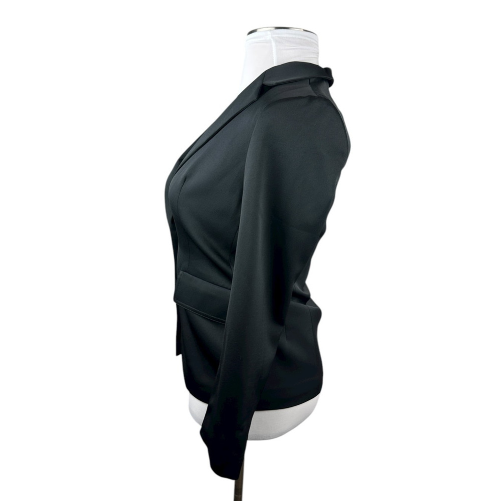 Black Label by Chico's Suit Separate One-Button Blazer Jacket Black Sleek Size 4 - Picture 5 of 9
